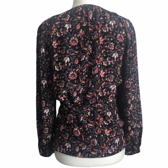 Sanctuary NWT Black Floral Wrap Blouse - Picture 5 of 6